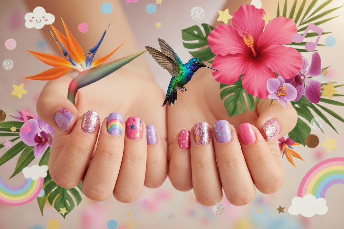 Kids' Nails with Hummingbird