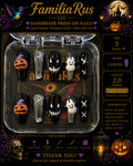 FamiliaRus Halloween Black Coffin 3D Pumpkin Ghost Spider Web Small Press-On Nail Set