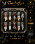 FamiliaRus Halloween Spider Web Gray Marble Stiletto Press-On Nail Set