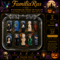 FamiliaRus Gothic Character Art Wednesday Addams Vampire Small Square Press-On Nail Set