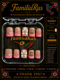 FamiliaRus Pink French Floral Press-On Nail Set with 3D white flowers and gold designer charms