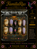 FamiliaRus Lavender Marble Gemstone Press-On Nail Set with gold wire details and gemstone accents