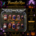 FamiliaRus Halloween Purple Shimmer Ghost Pumpkin Spider Small Square Press-On Nail Set