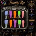 FamiliaRus Neon Rainbow Water Nails Medium Coffin