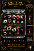 FamiliaRus Halloween Spooky Cute Skull & Bow Medium Almond Press-On Nail Set