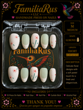 FamiliaRus Sage Floral Pastel Press-On Nail Set with hand-painted pink flowers and green stems