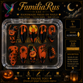 FamiliaRus Halloween Pumpkin Spider Orange Black Large Almond Press-On Nail Set